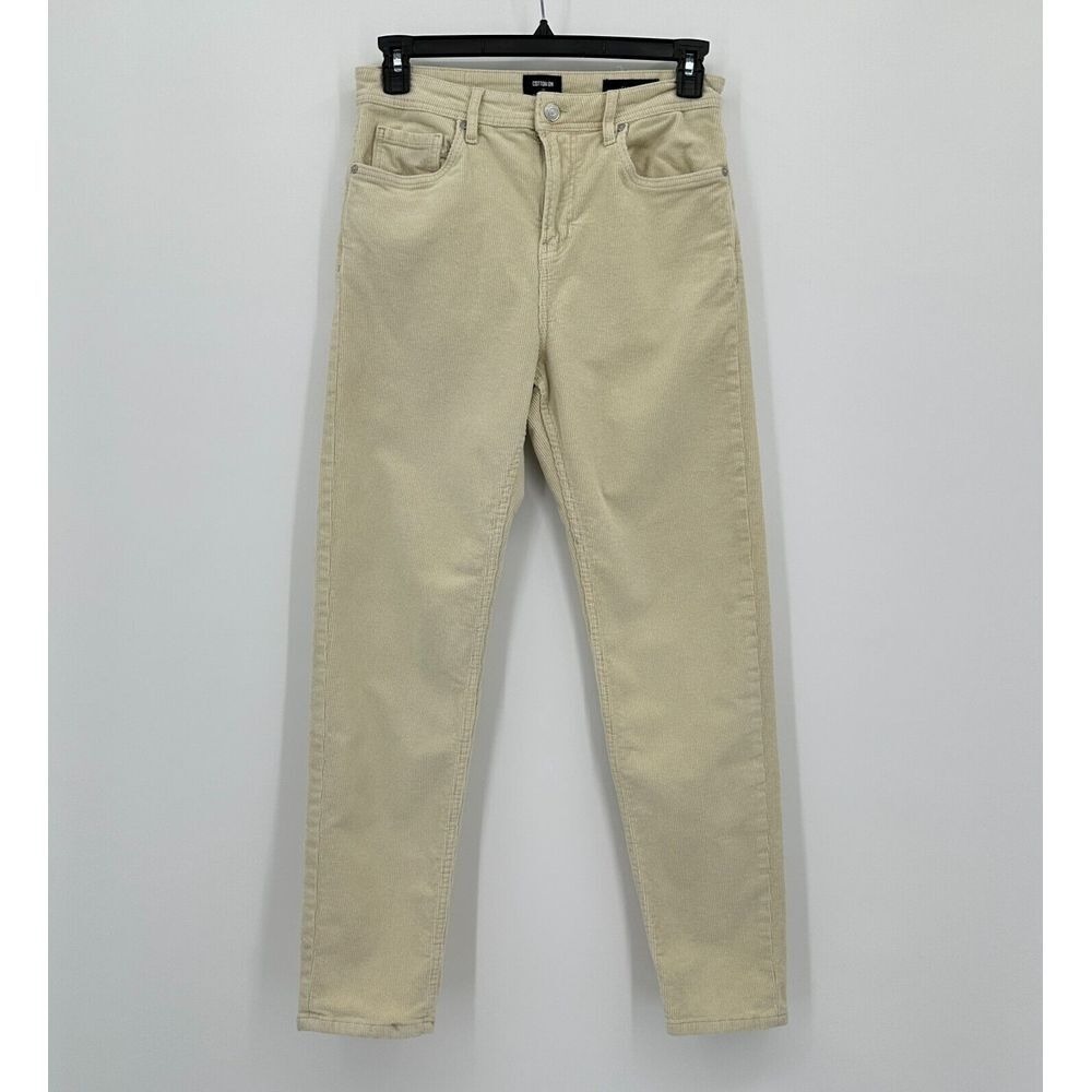 Cotton On Tapered Corduroy Pants Womens 28 Cream High Waist Back To School
